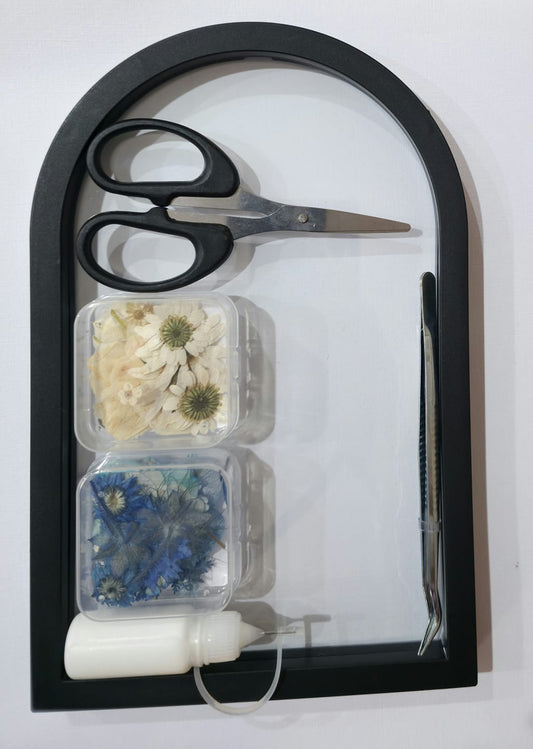 🌸 Pressed Flower DIY Box Blue & White